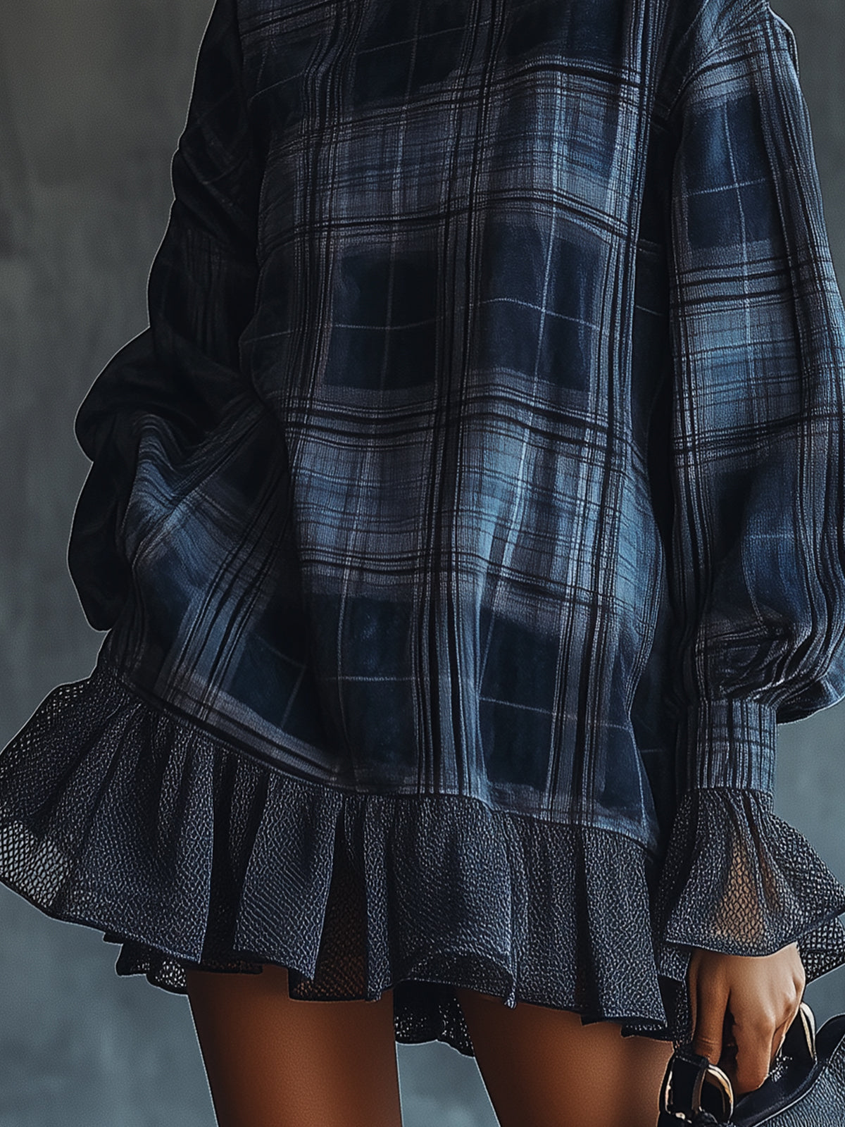 Anders – Ruched sleeve detail – Plaid mini dress-10443385504087-ZARA MAE LONDON