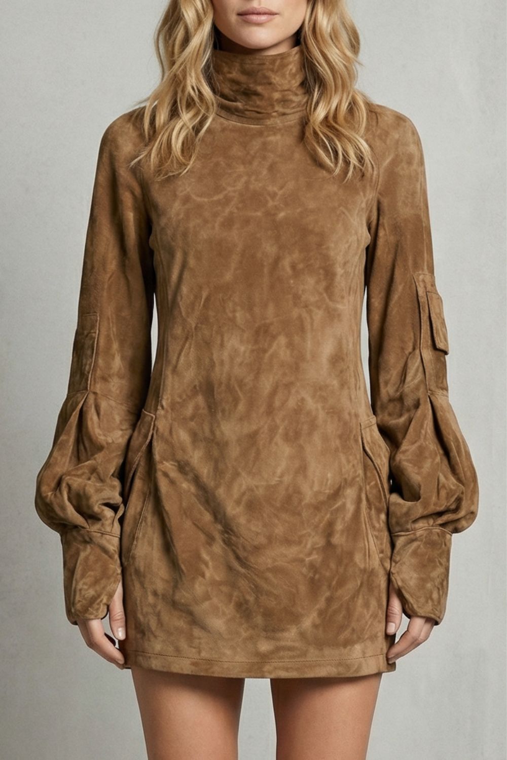 Marcella – High neck silhouette – Suede-effect mini dress-10452941308247-ZARA MAE LONDON