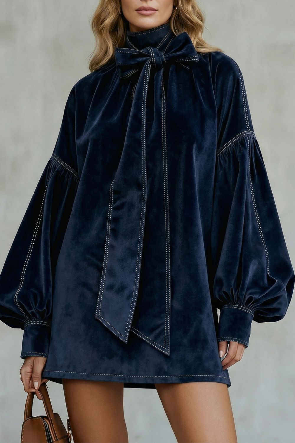 Velourine – Bow neck elegance – Mini dress-10452954677591-ZARA MAE LONDON