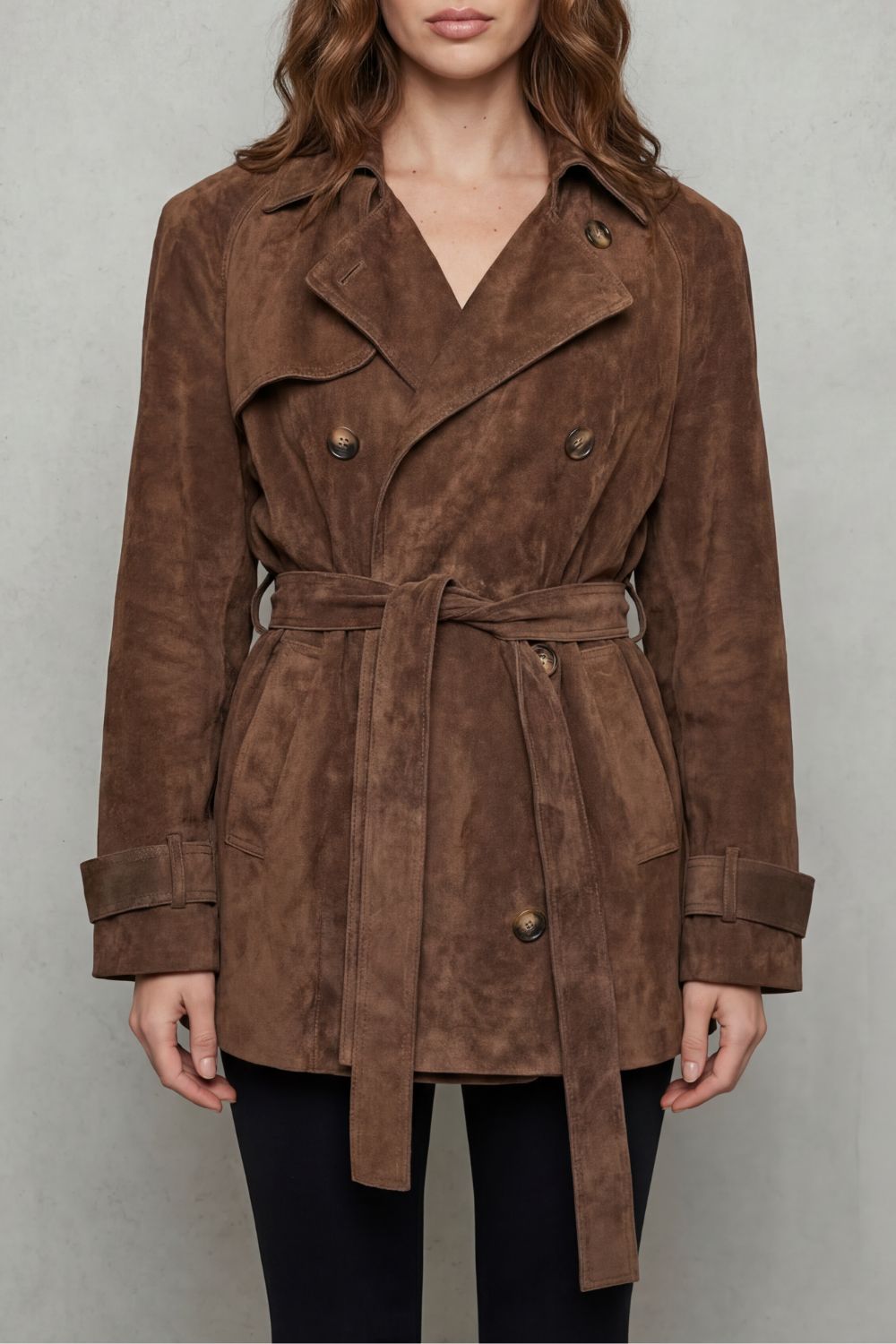 Valvetti – Double-breasted silhouette – Suede trench coat-10472150663511-ZARA MAE LONDON