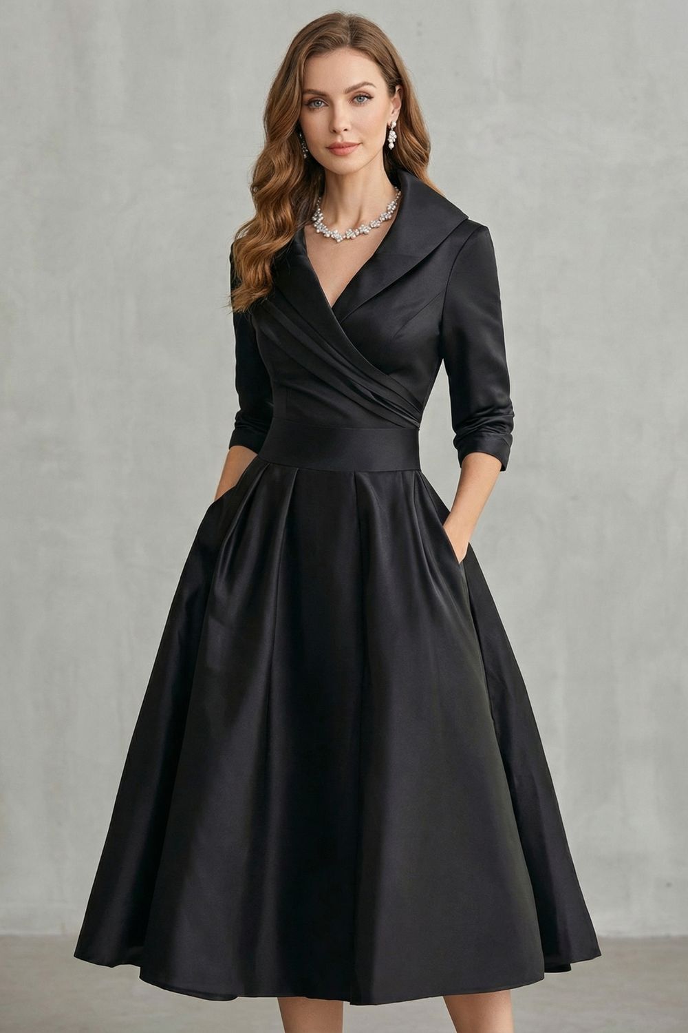 Élodianne – Draped collar elegance – Midi dress-10446414086487-ZARA MAE LONDON