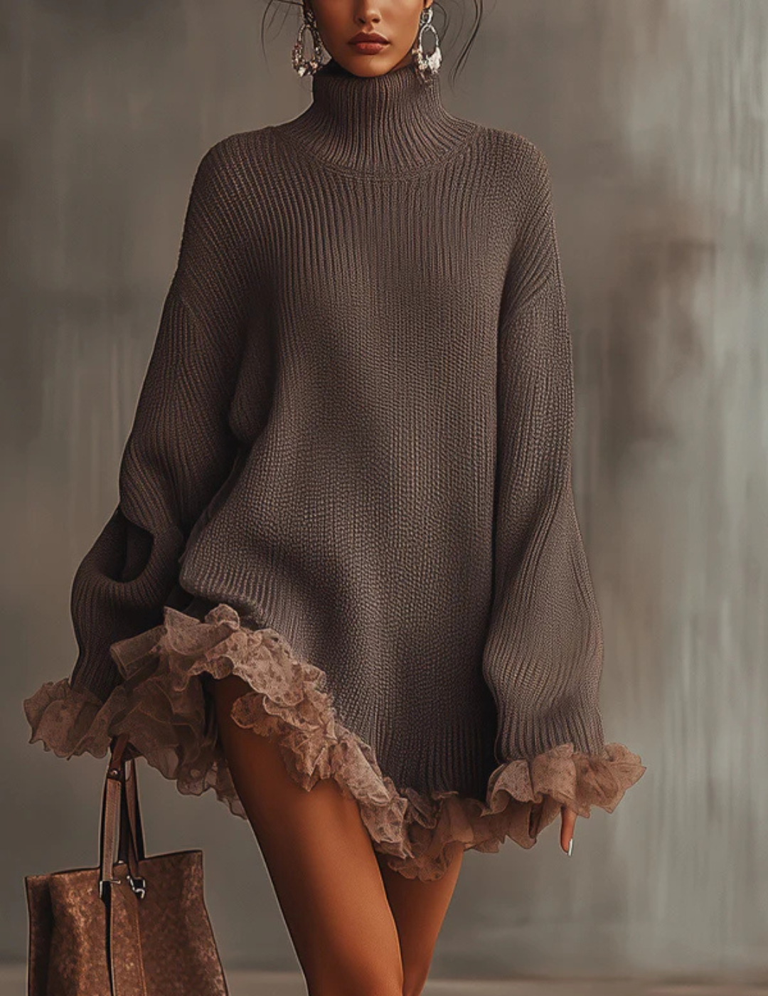 Morvelle – Ruffled hem knit – Sweater dress-10421940846935-ZARA MAE LONDON