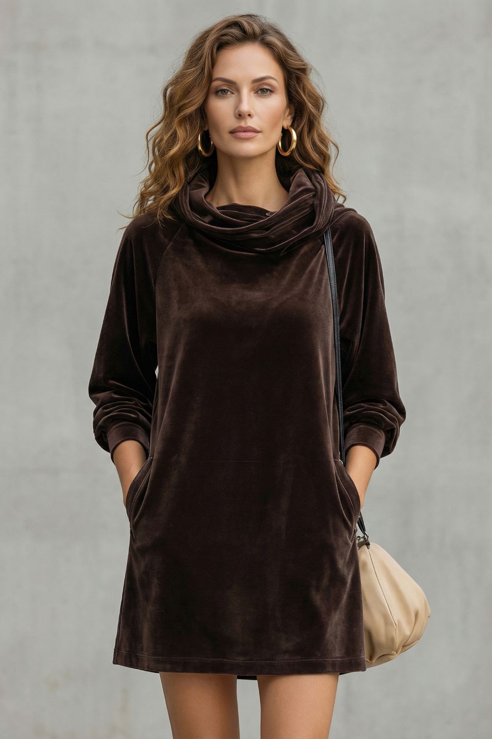 Moréna – Velvet drape comfort – Cowl neck mini dress-10462235918679-ZARA MAE LONDON