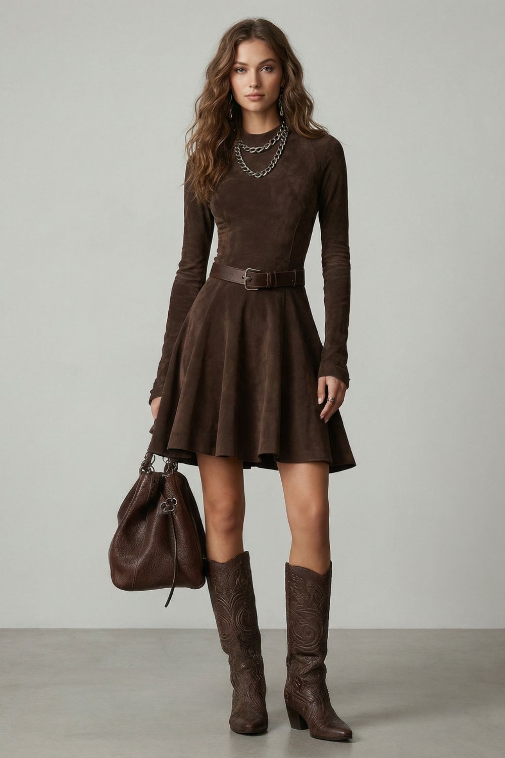 Cavellina – Belted suede effect – Mini dress (Belt included)-10434839380311-ZARA MAE LONDON