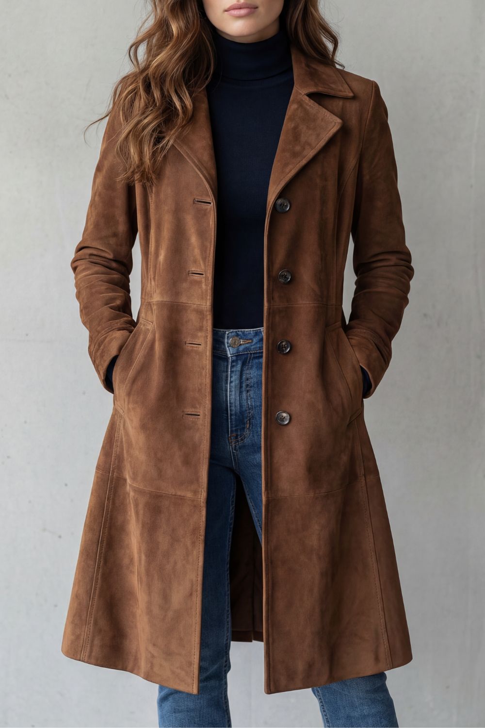 Delvienne – Vintage suede finish – Longline coat-10467979067735-ZARA MAE LONDON