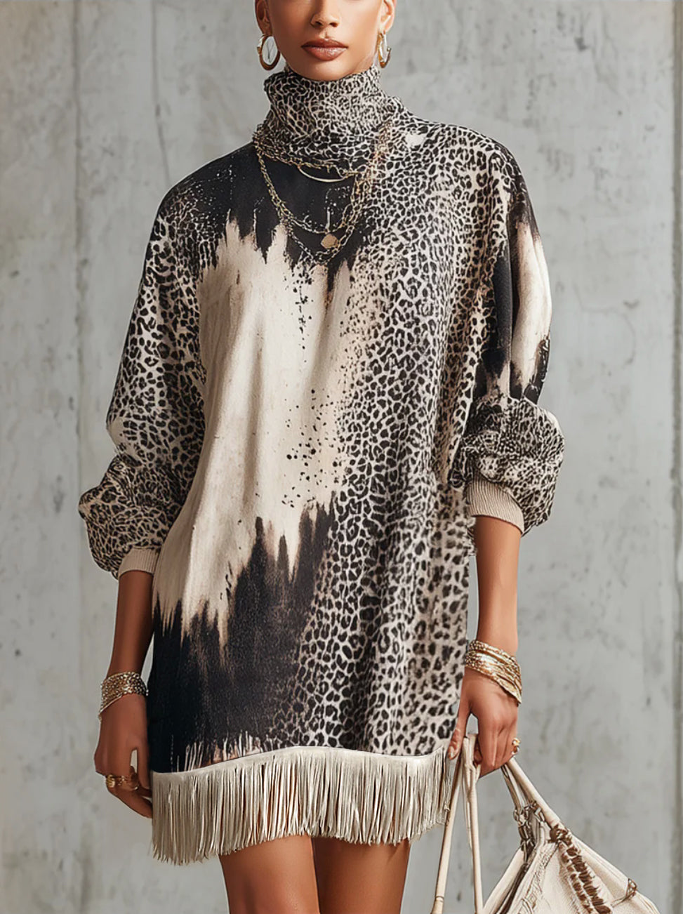 Solenne – Fringed hemline – Leopard mini dress-10443385831767-ZARA MAE LONDON