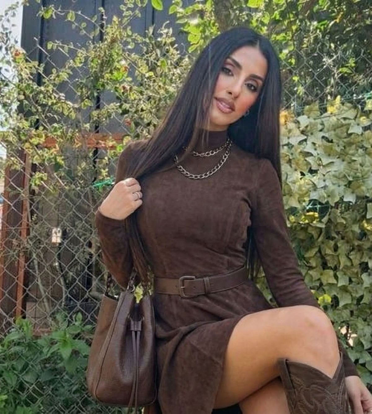 Cavellina – Belted suede effect – Mini dress (Belt included)