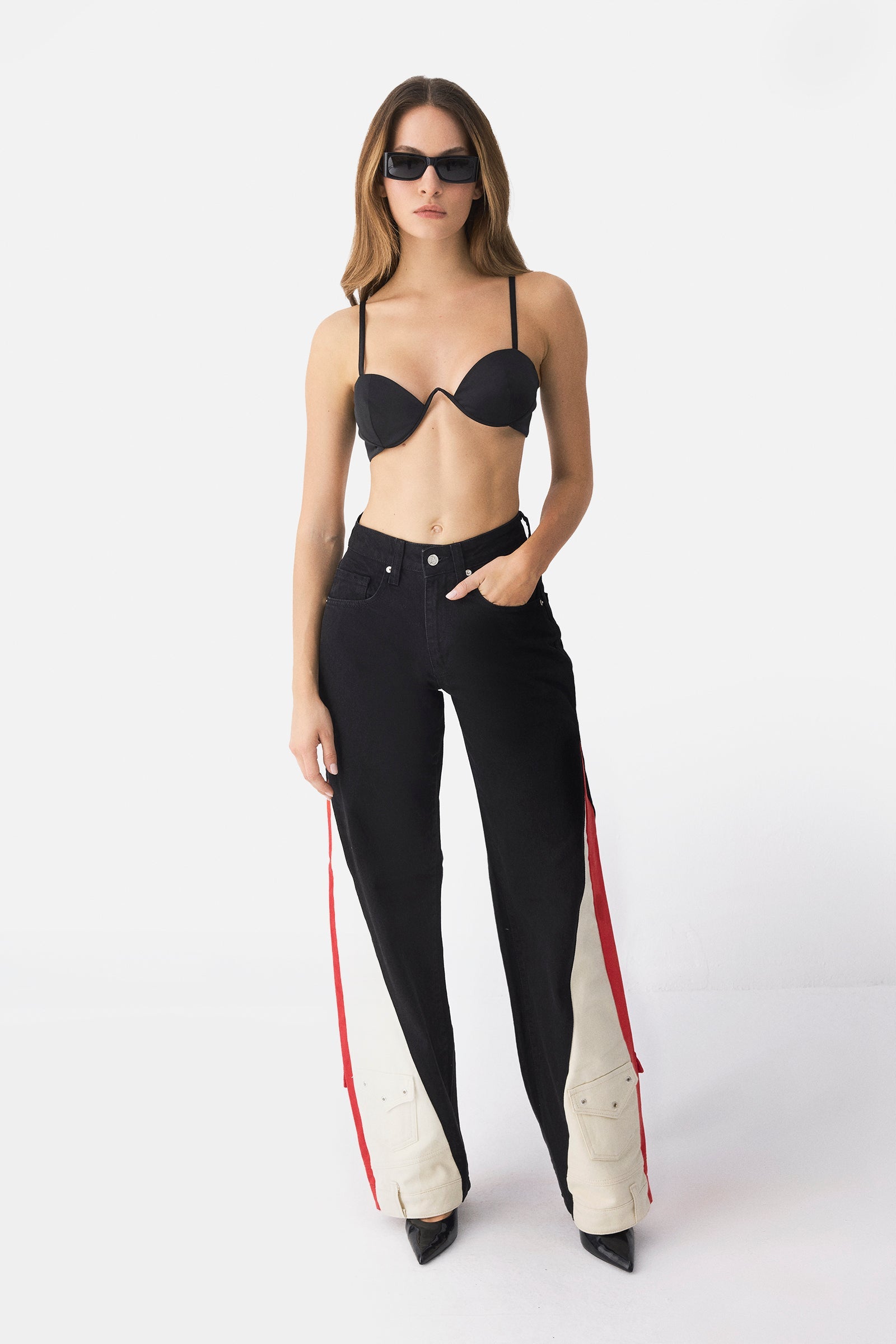 Tri-Tone Pocket Hem Jeans-10427394916695-ZARA MAE LONDON