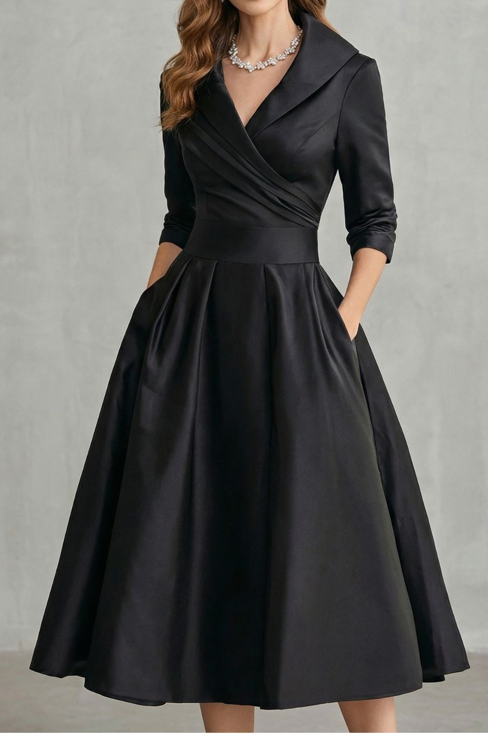 Élodianne – Draped collar elegance – Midi dress-10446414086487-ZARA MAE LONDON