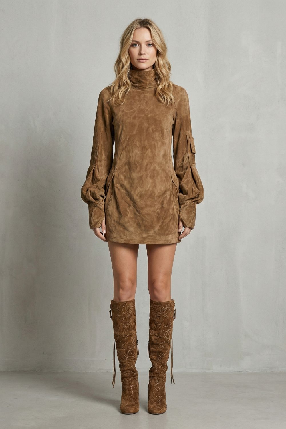 Marcella – High neck silhouette – Suede-effect mini dress-10452941308247-ZARA MAE LONDON