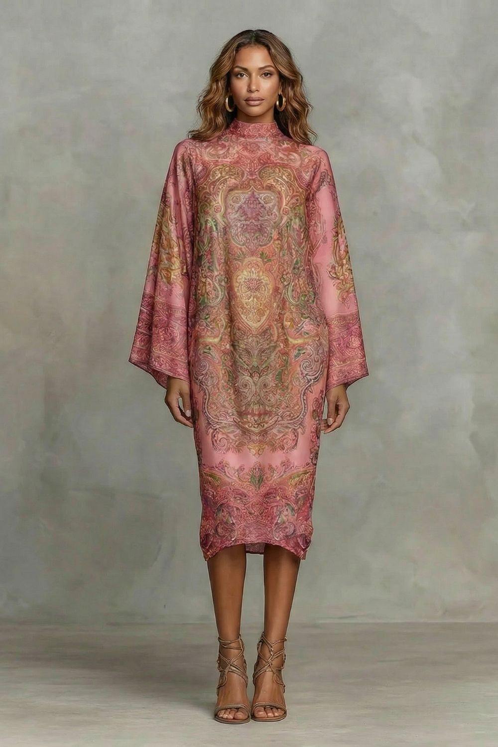 Marélienne – Baroque floral motif – Kimono midi dress-10452996555095-ZARA MAE LONDON