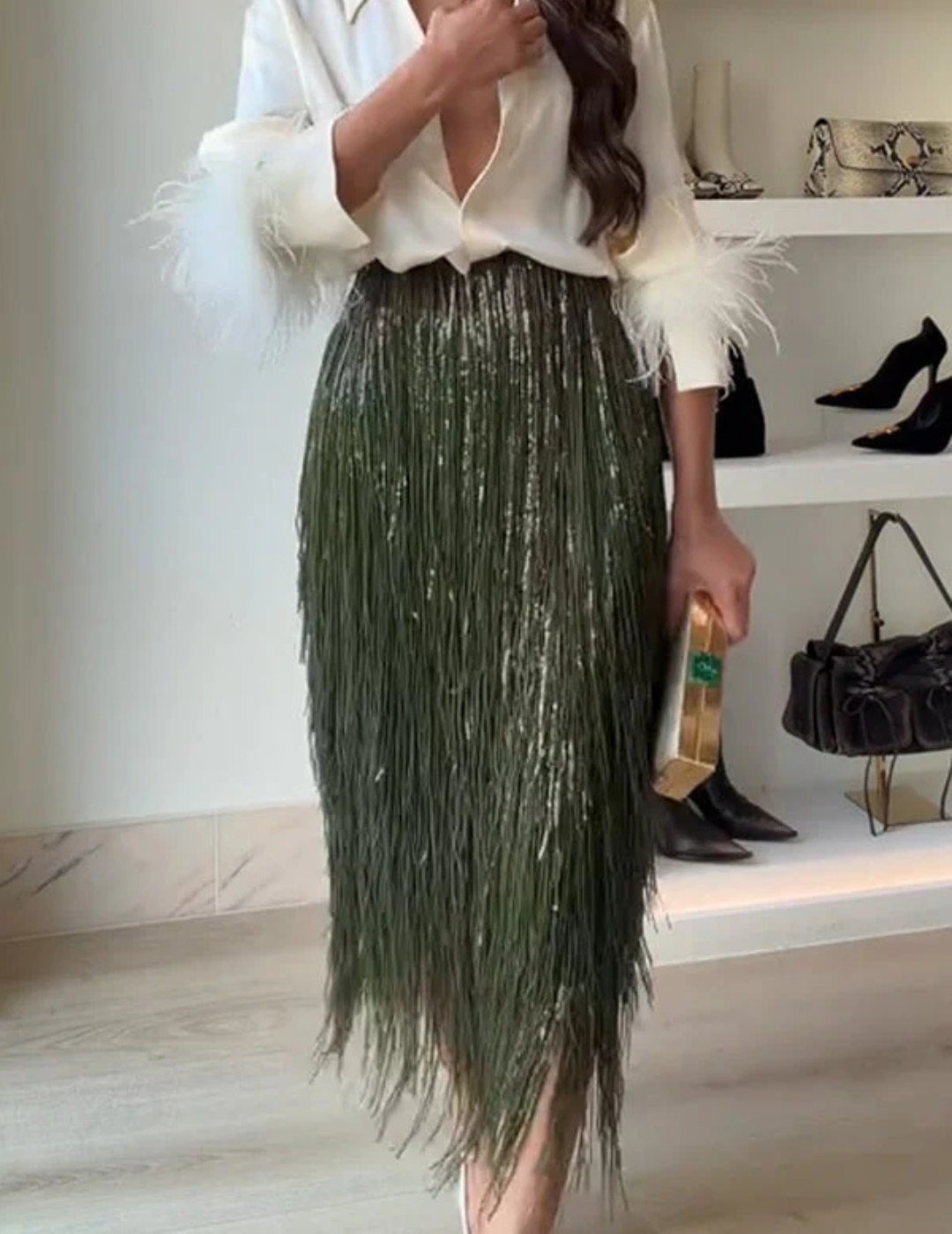 Virella – Metallic fringe detail – Midi skirt-10421940683095-ZARA MAE LONDON