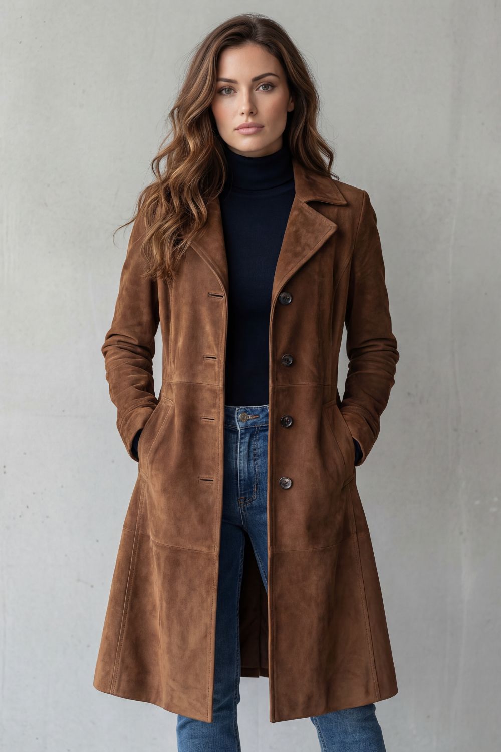 Delvienne – Vintage suede finish – Longline coat-10467979067735-ZARA MAE LONDON