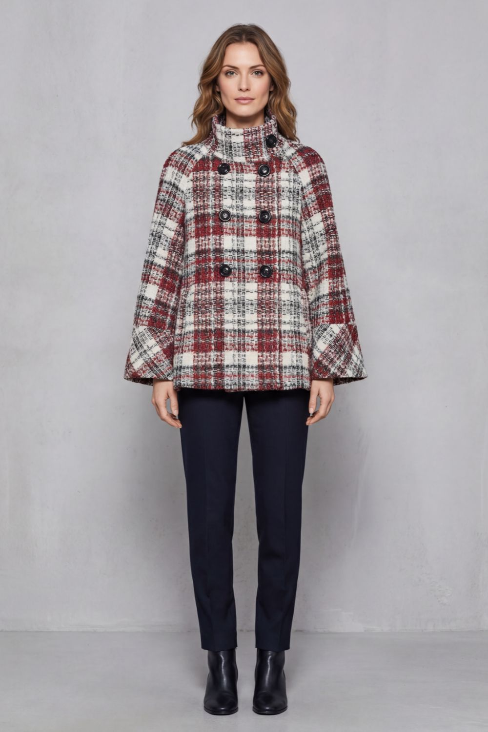 Rosélle – Vintage check flair – Wool cape coat-10475326767447-ZARA MAE LONDON