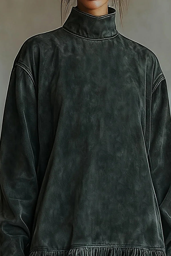 Selvatta – Leopard trim ruffle – Suede mini dress-10434806808919-ZARA MAE LONDON