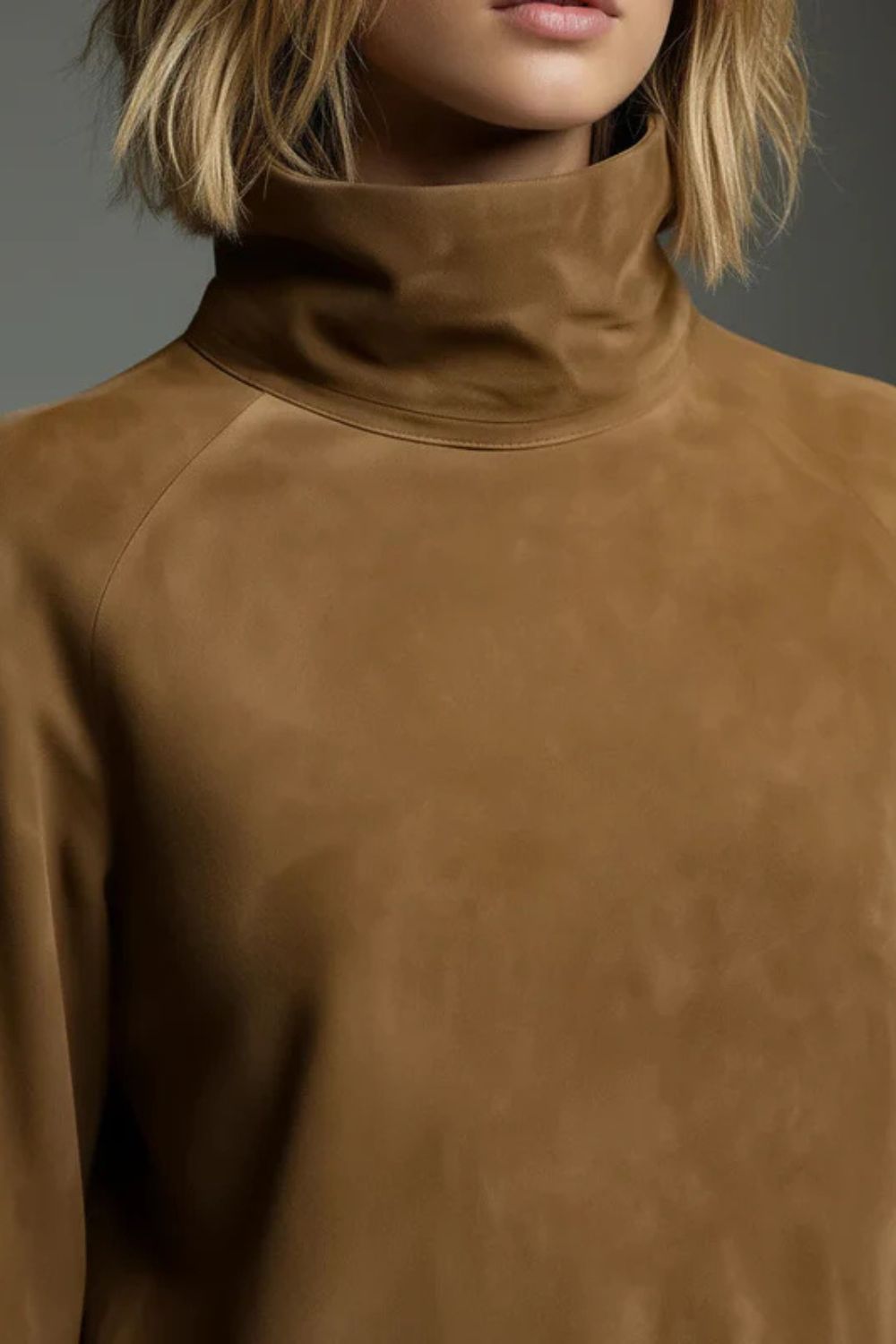 Marcella – High neck silhouette – Suede-effect mini dress