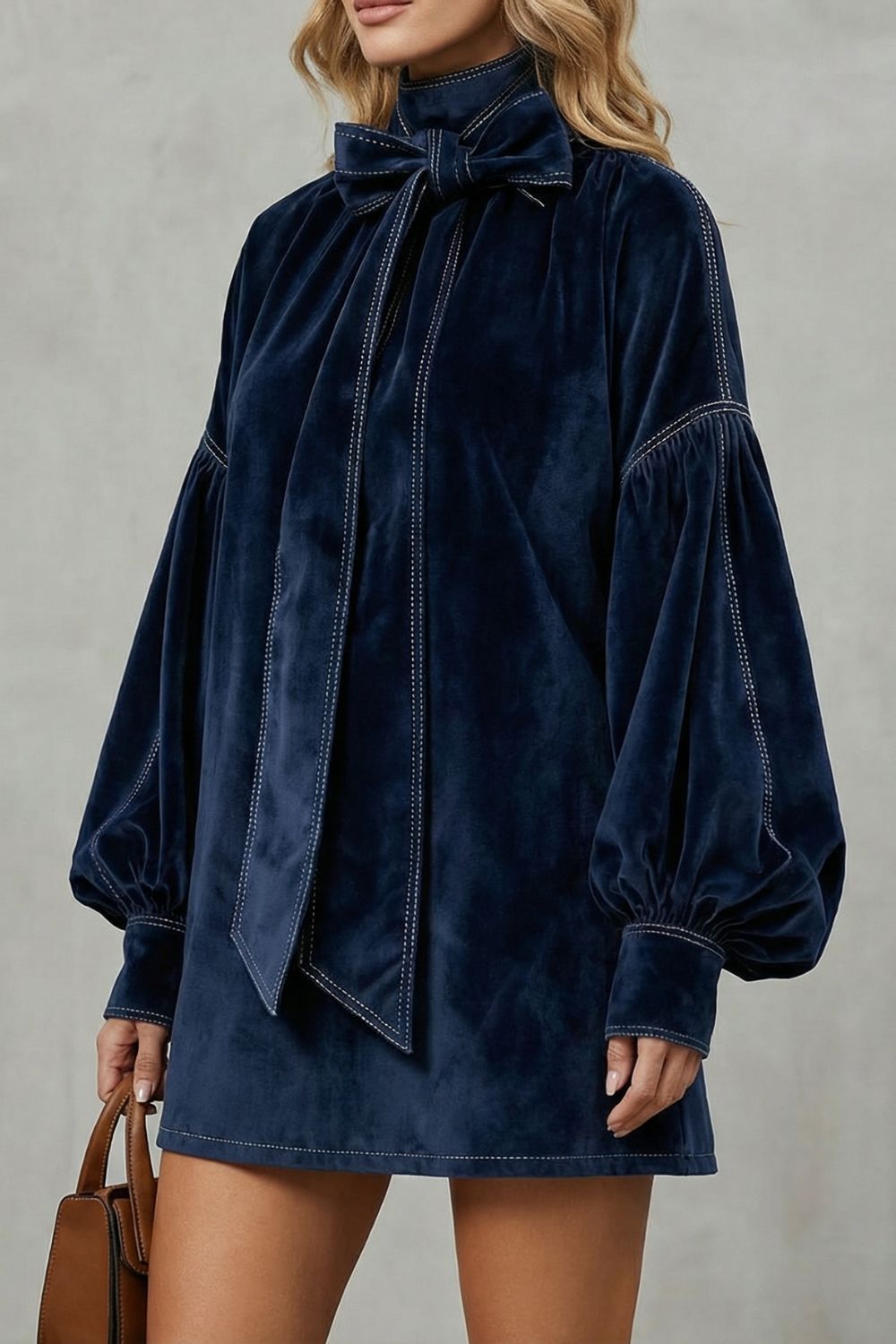 Velourine – Bow neck elegance – Mini dress-10452954677591-ZARA MAE LONDON