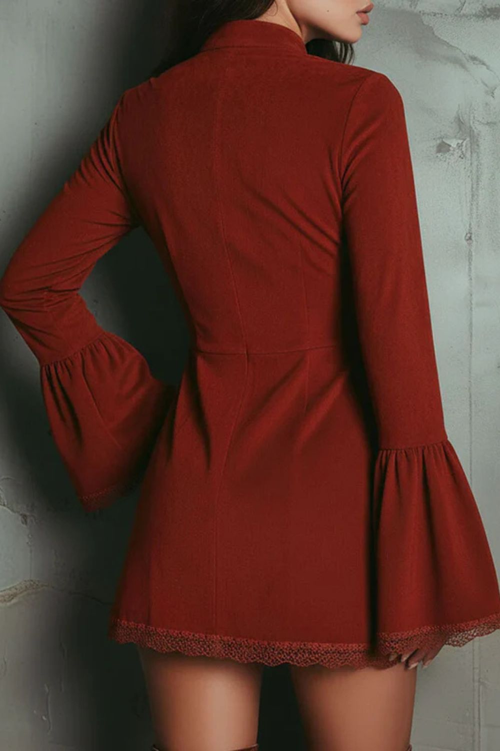 Rosavine – Embroidered neckline – Suede mini dress-10434847113559-ZARA MAE LONDON