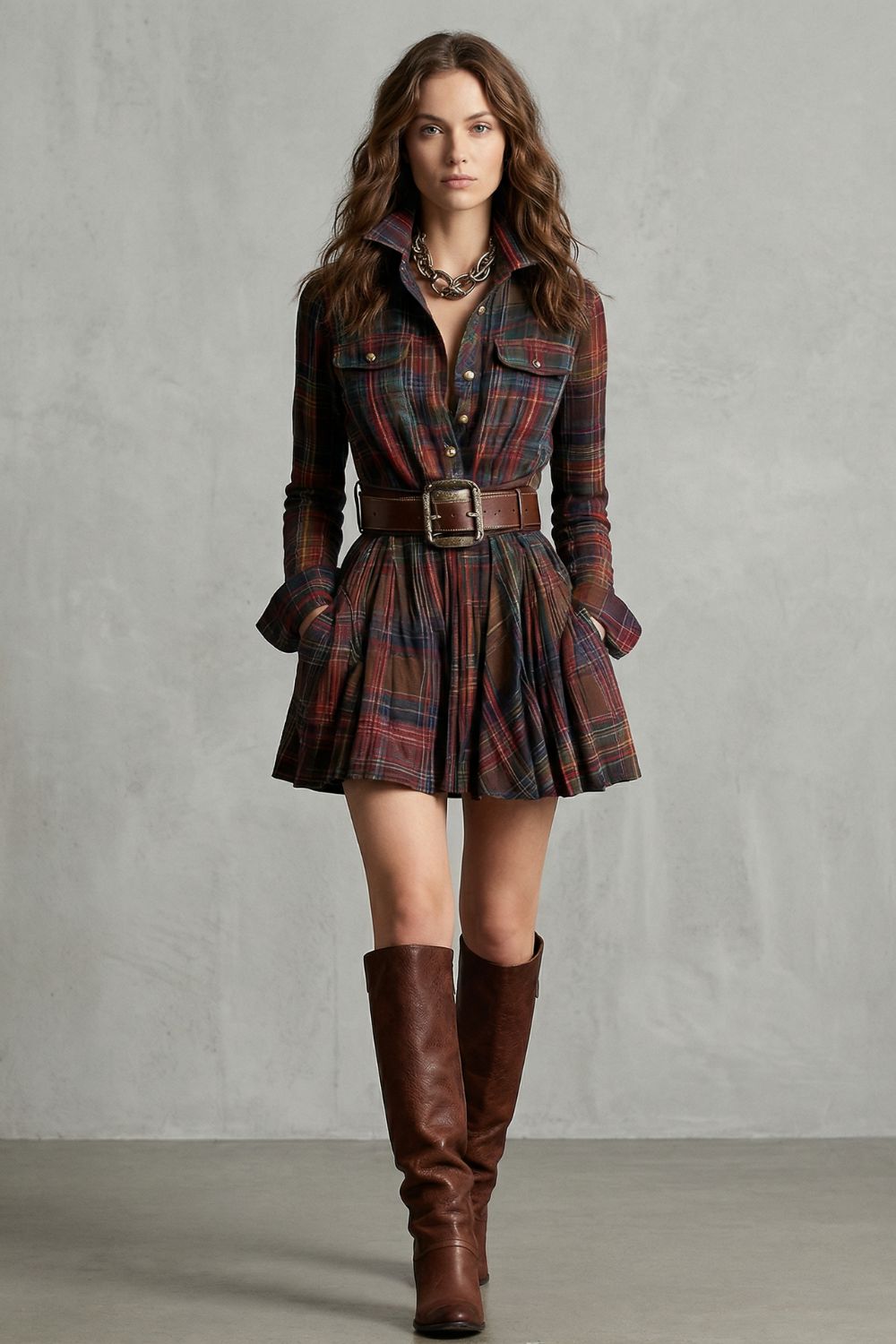 Bellarive – Tartan charm – Shirt dress (Includes belt)-10452983349591-ZARA MAE LONDON