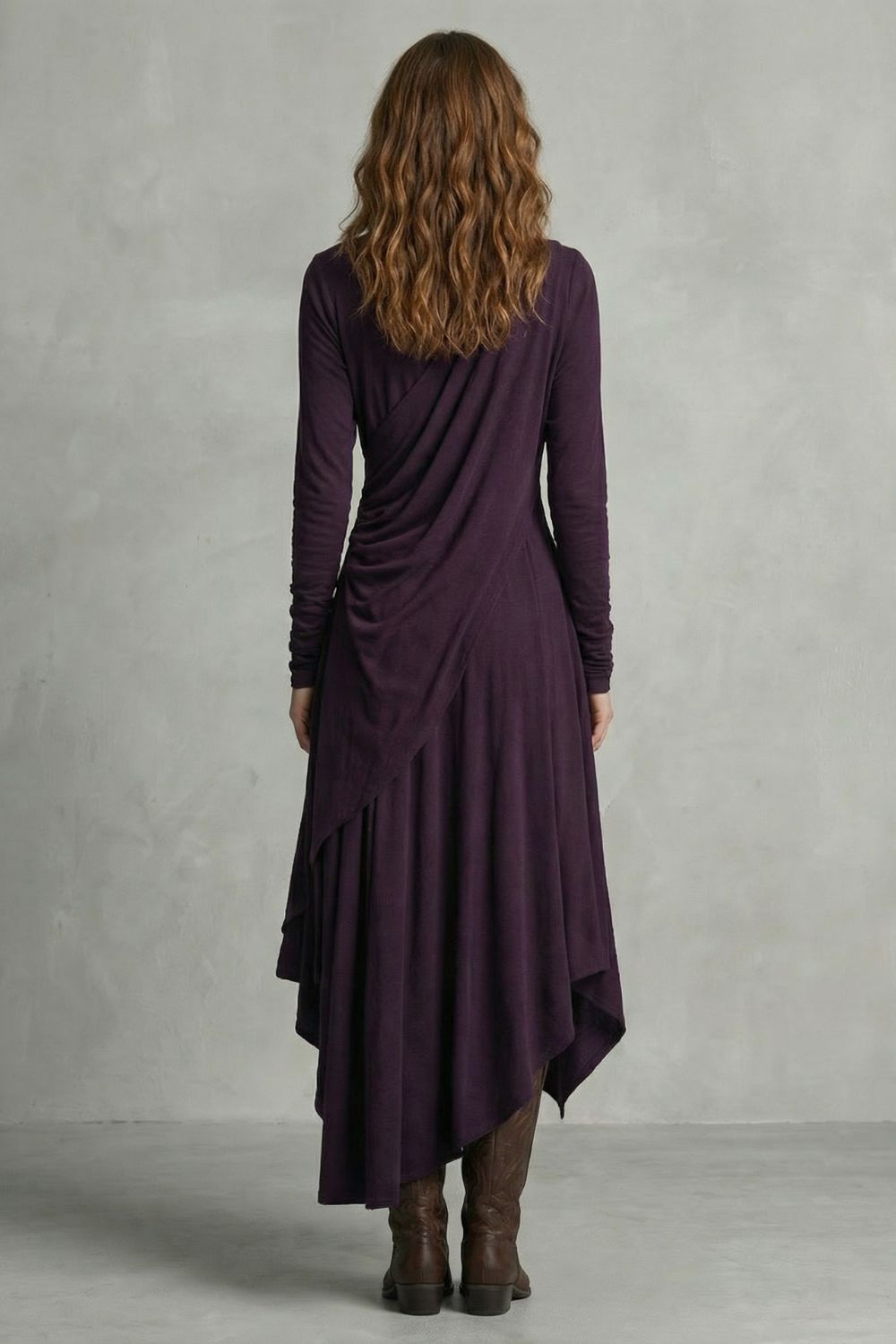 Sorellia – Draped asymmetry – High-neck midi dress-10452994130263-ZARA MAE LONDON