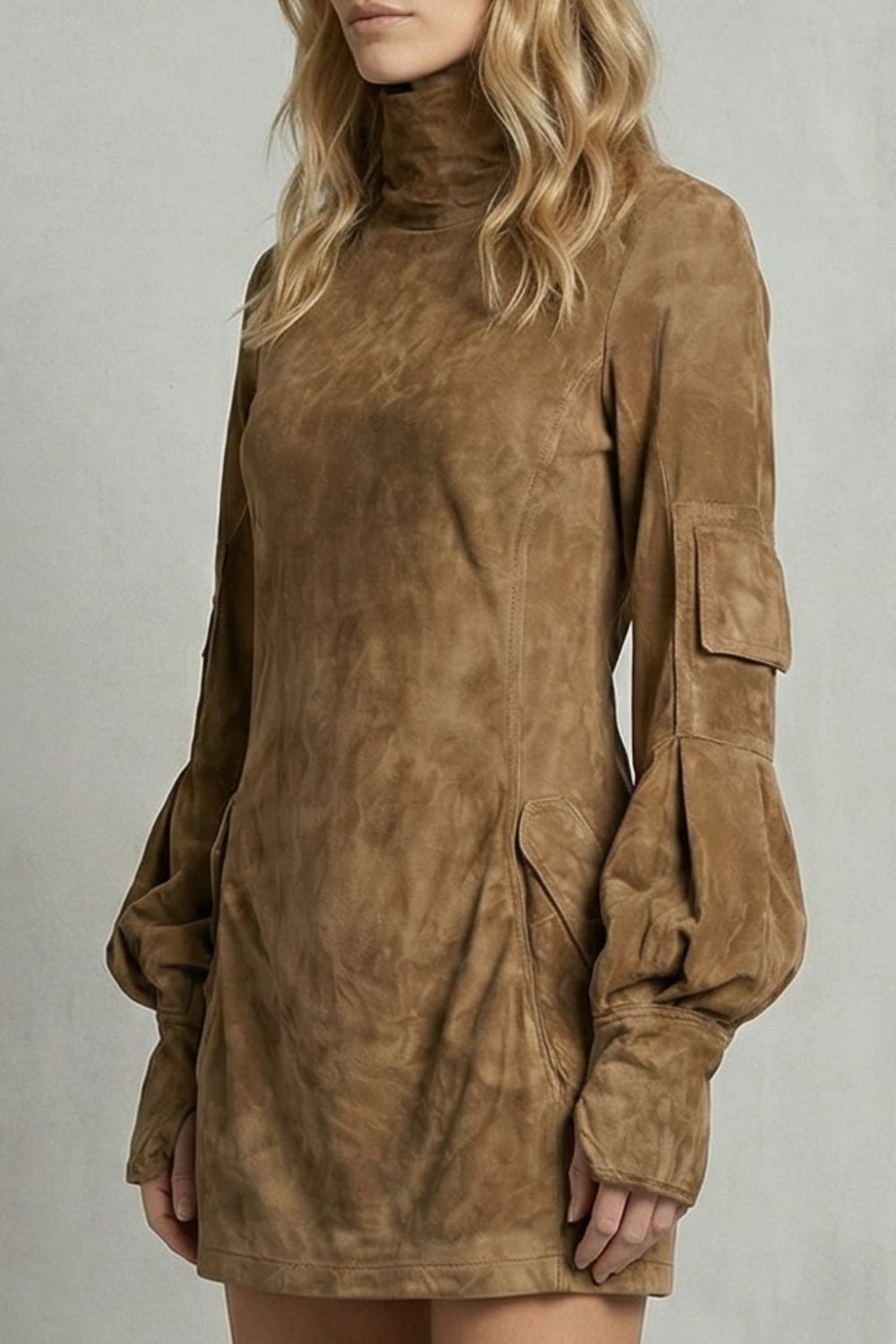 Marcella – High neck silhouette – Suede-effect mini dress-10452941308247-ZARA MAE LONDON