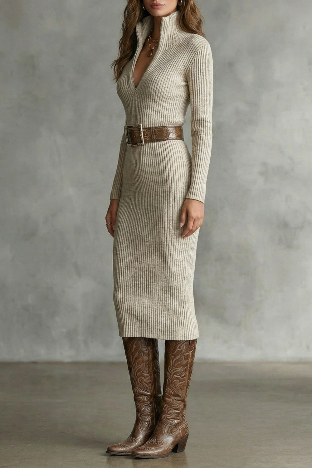 Valenoré – Sculpted elegance – Knit midi dress-10458853572951-ZARA MAE LONDON