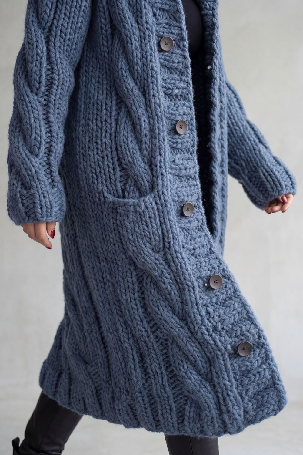 Karinaè – Oversized cable knit – Hooded cardigan coat-10476348473687-ZARA MAE LONDON