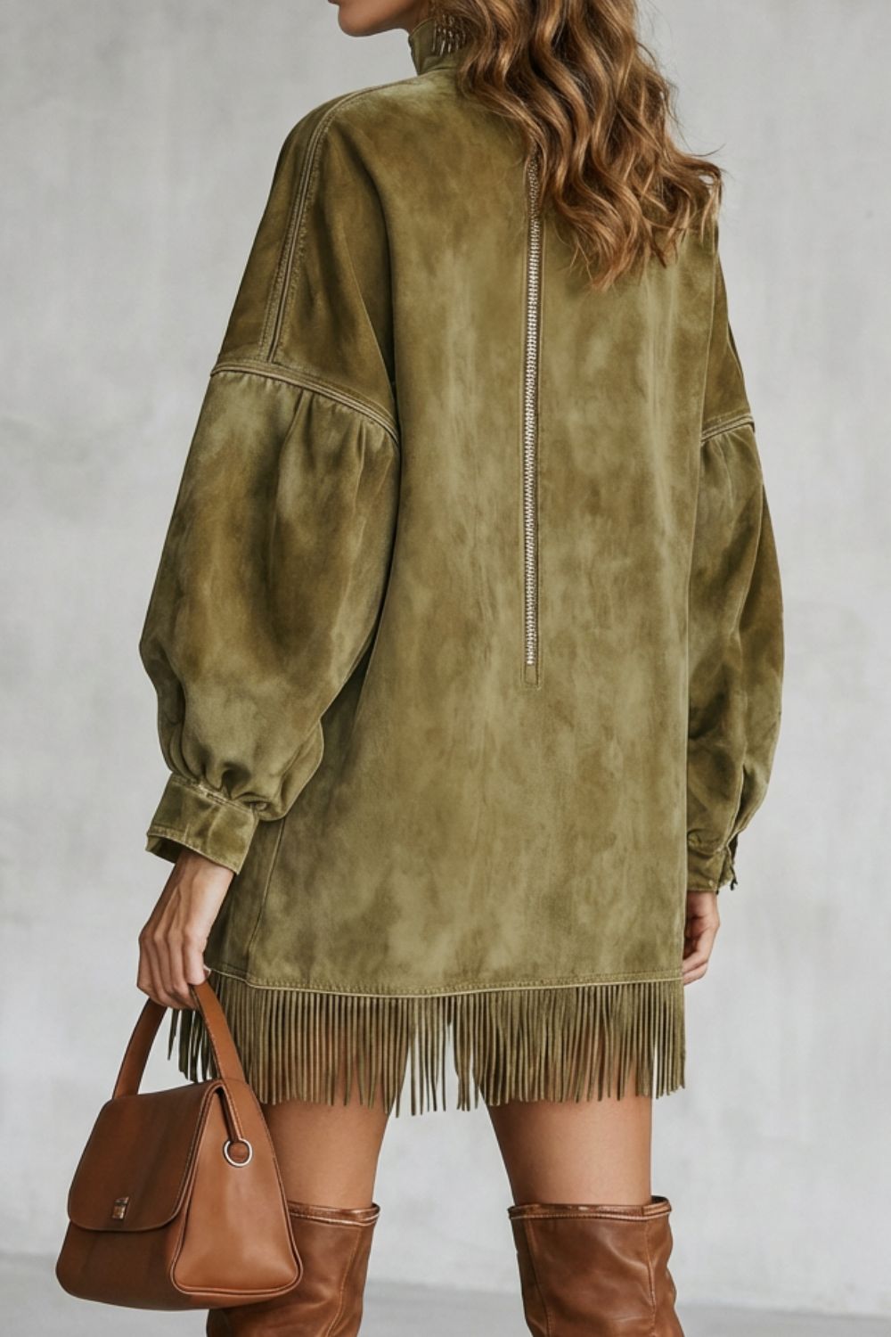 Viretta – Suede fringe detail – Turtleneck mini dress-10452939899223-ZARA MAE LONDON