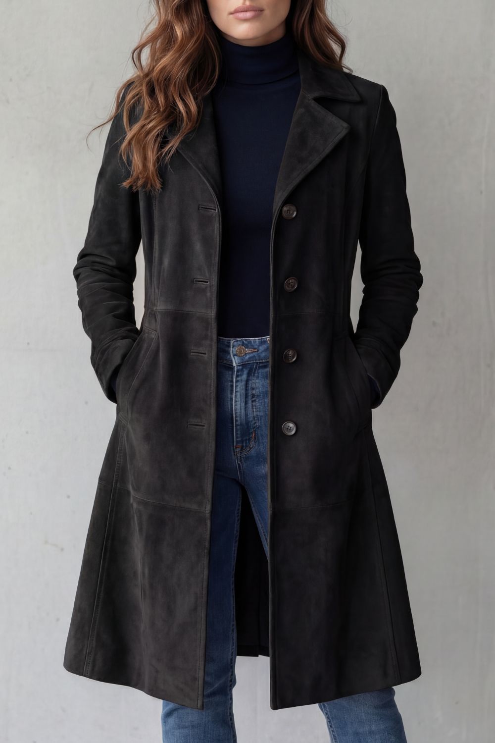 Delvienne – Vintage suede finish – Longline coat-10467979067735-ZARA MAE LONDON