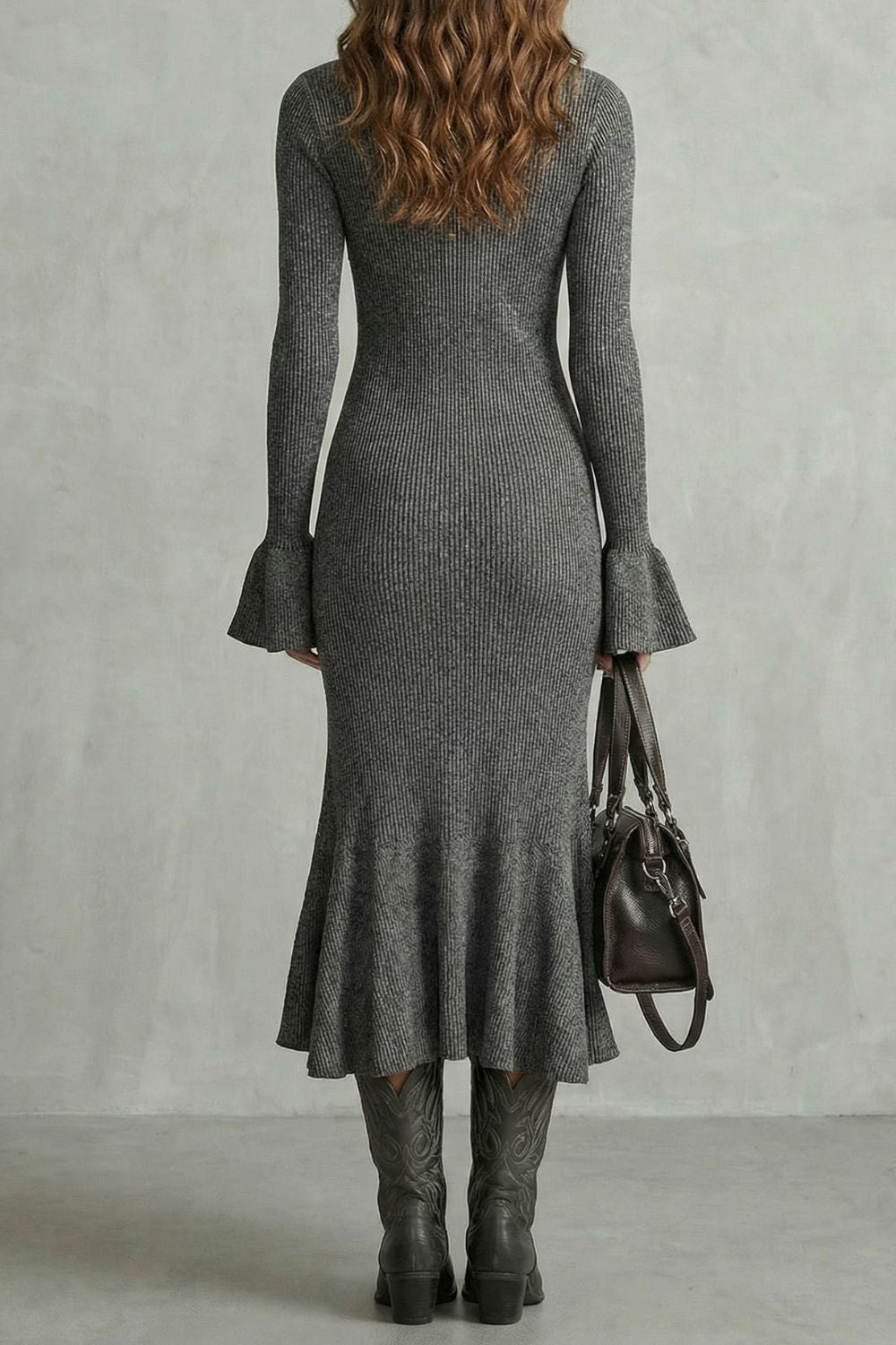 Veloria – Flared cuff elegance – Zip midi dress-10452979548503-ZARA MAE LONDON