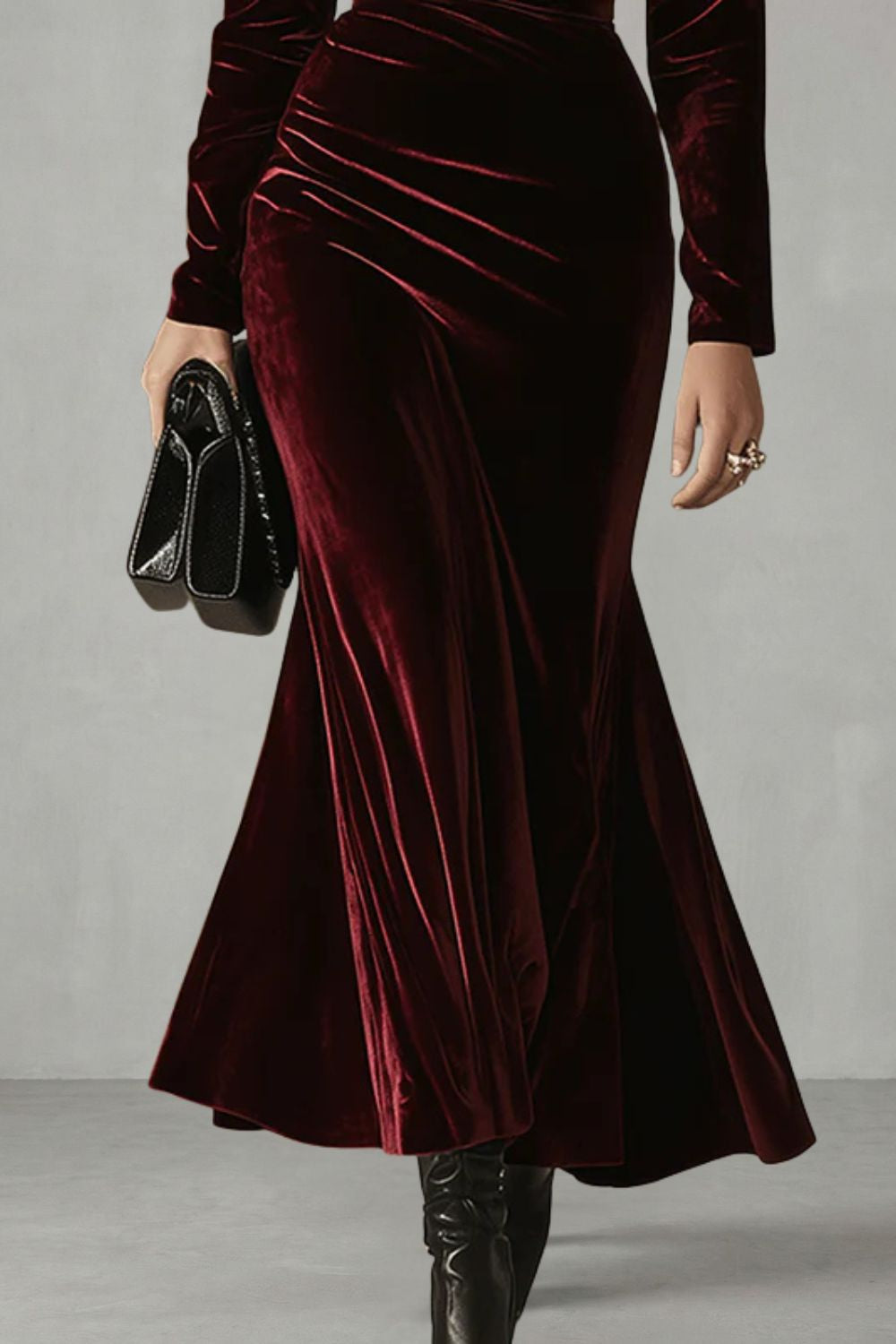 Valmira – Sculpted velvet silhouette – Wrap evening dress-10446408024407-ZARA MAE LONDON