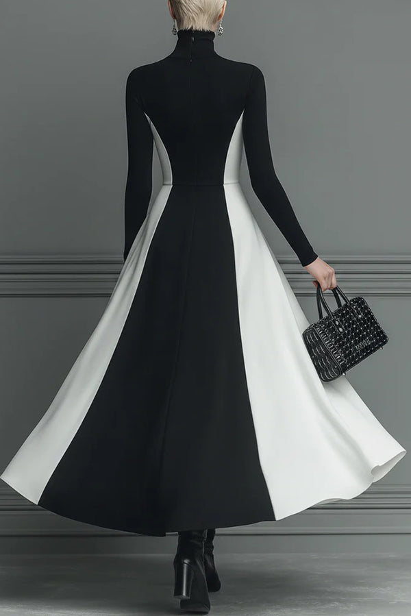 Mariveille – Sculpted contrast flow – Turtleneck dress-10446412349783-ZARA MAE LONDON