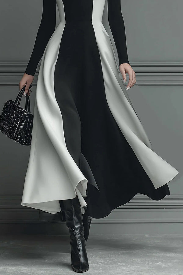 Mariveille – Sculpted contrast flow – Turtleneck dress-10446412349783-ZARA MAE LONDON