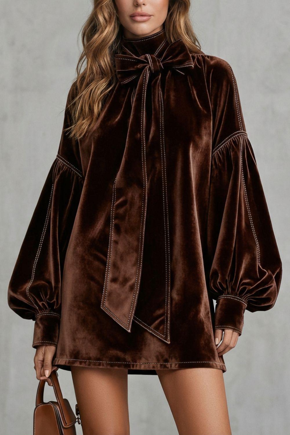 Velourine – Bow neck elegance – Mini dress-10452954677591-ZARA MAE LONDON