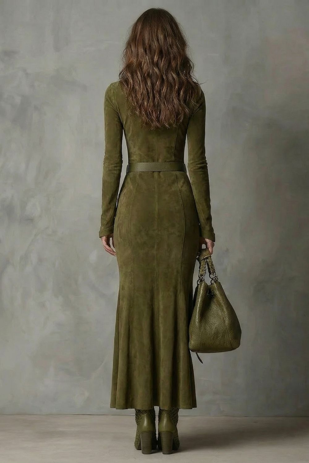 Raviona – Belted suede style – Maxi zip dress（Includes belt）-10454016754007-ZARA MAE LONDON