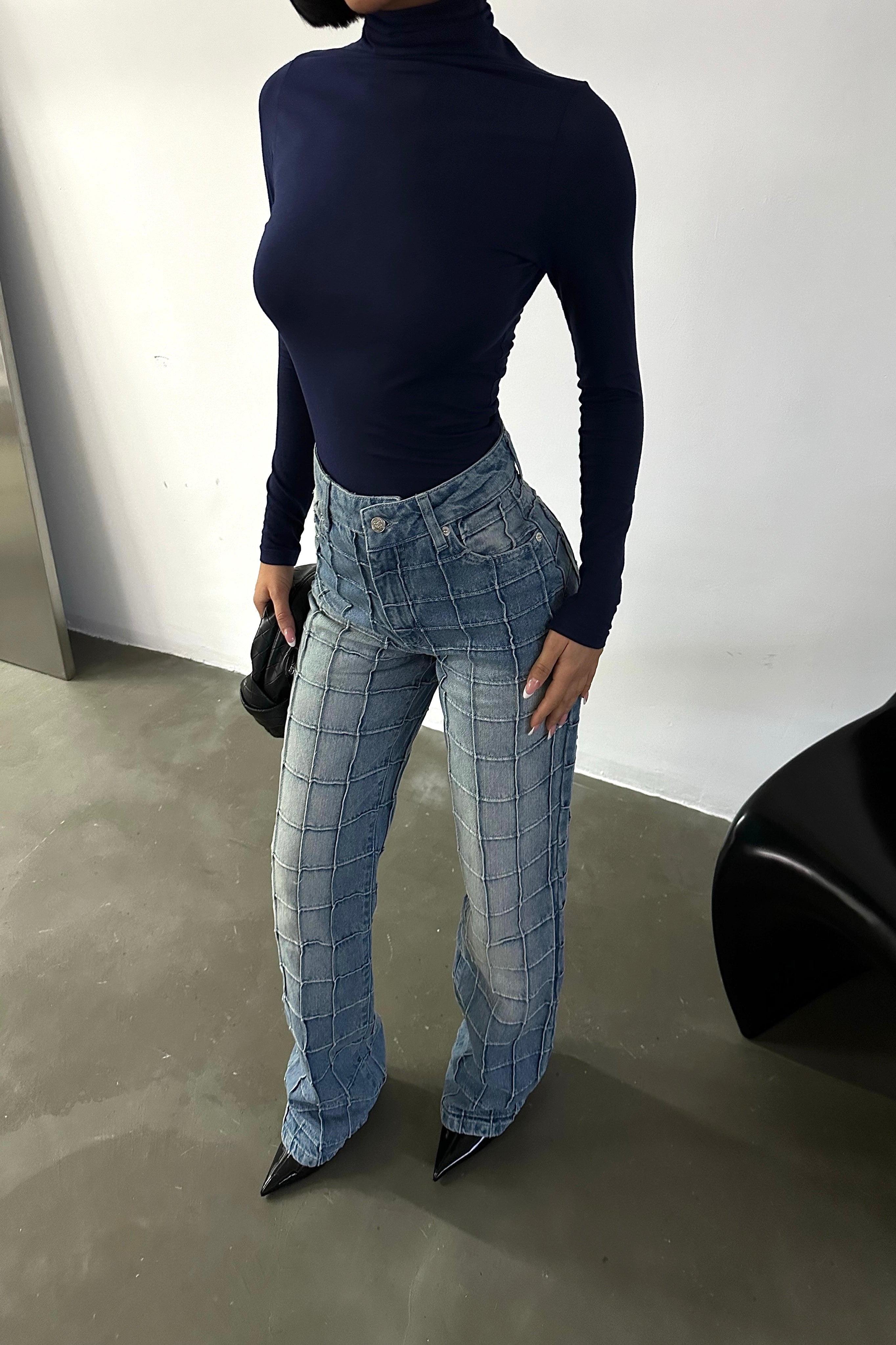 Stitched Square Straight-Leg Jeans-10427394982231-ZARA MAE LONDON