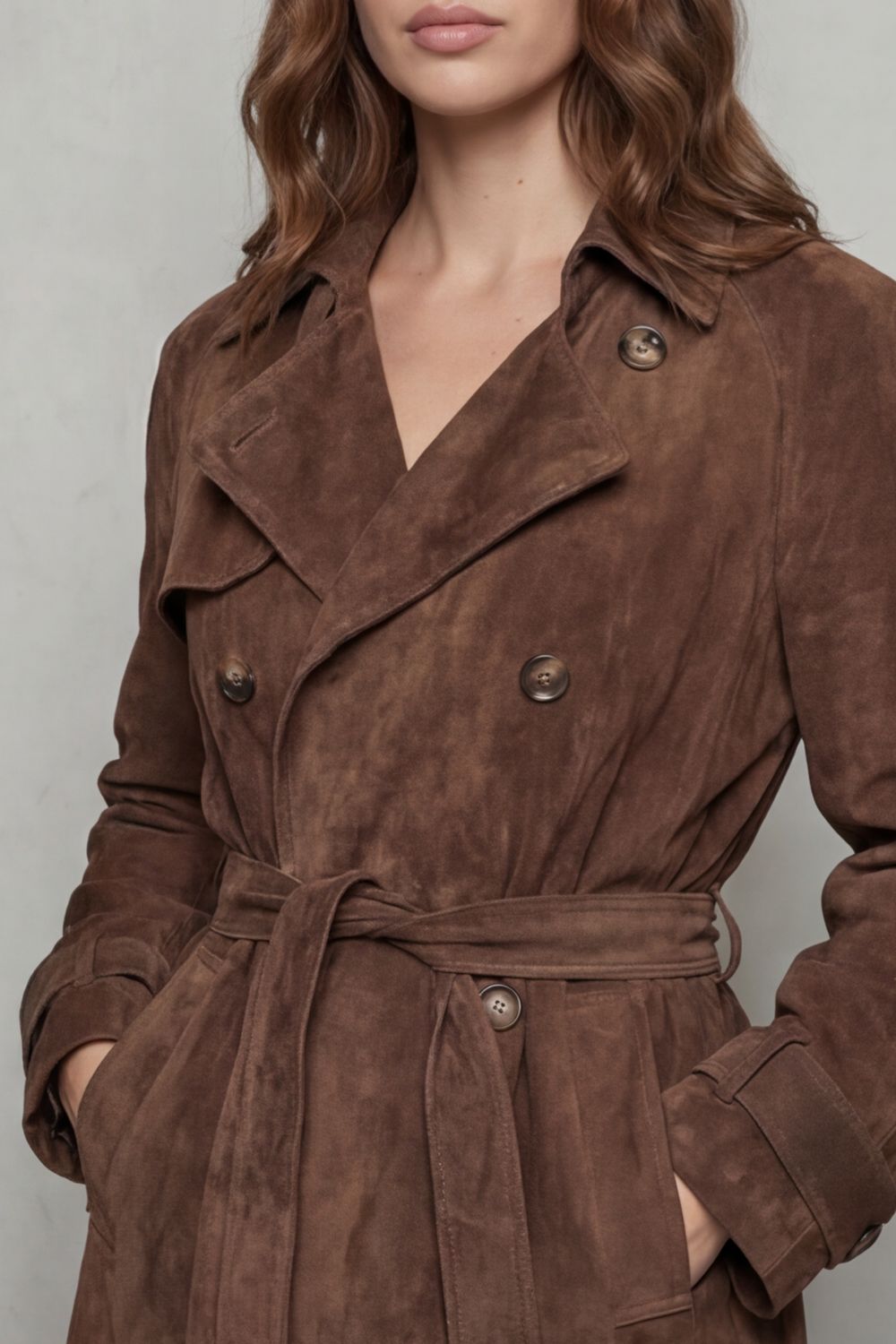 Valvetti – Double-breasted silhouette – Suede trench coat-10472150663511-ZARA MAE LONDON