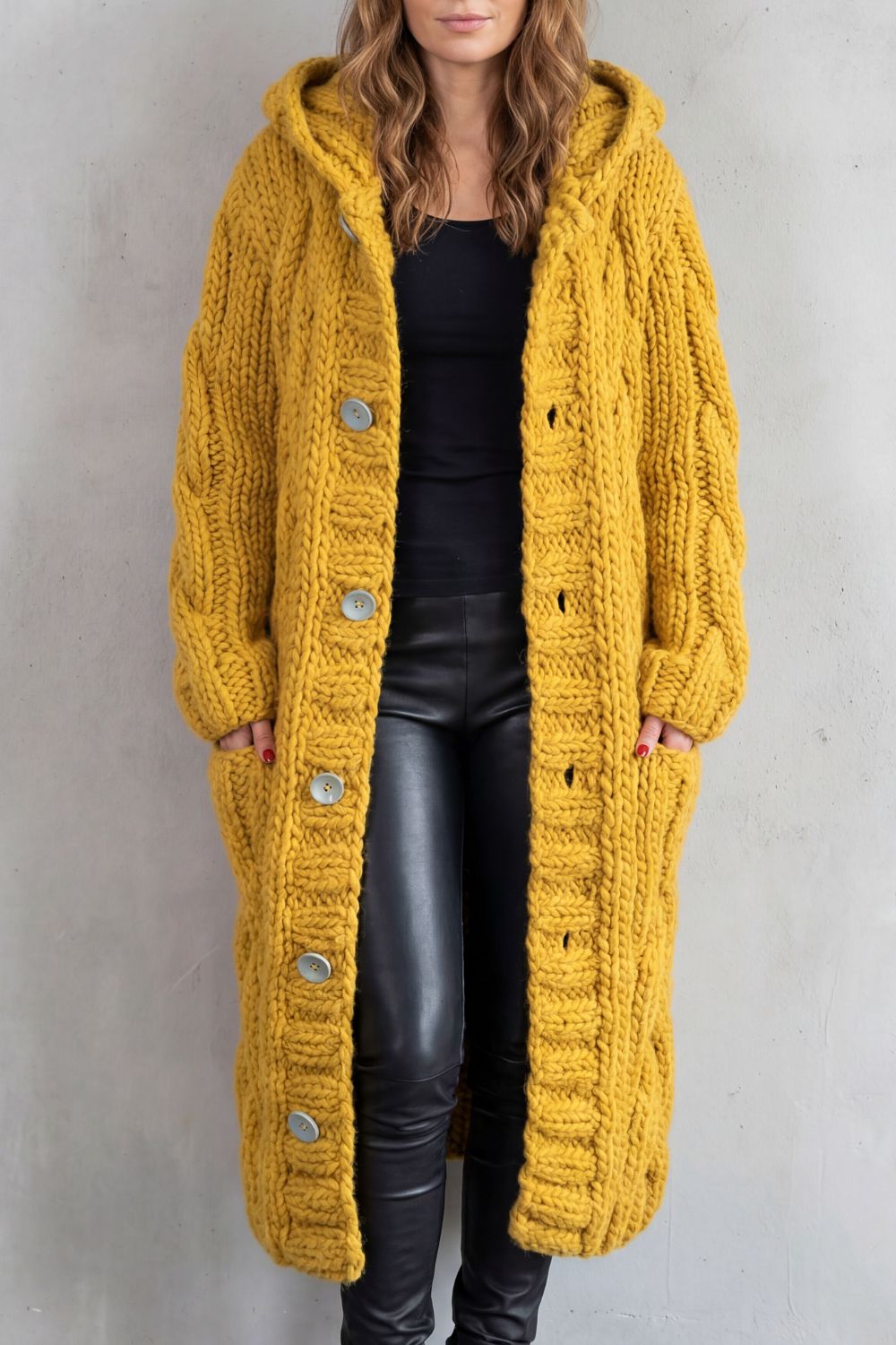 Karinaè – Oversized cable knit – Hooded cardigan coat-10476348473687-ZARA MAE LONDON
