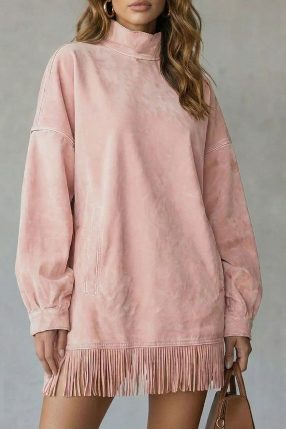 Viretta – Suede fringe detail – Turtleneck mini dress-10452939899223-ZARA MAE LONDON