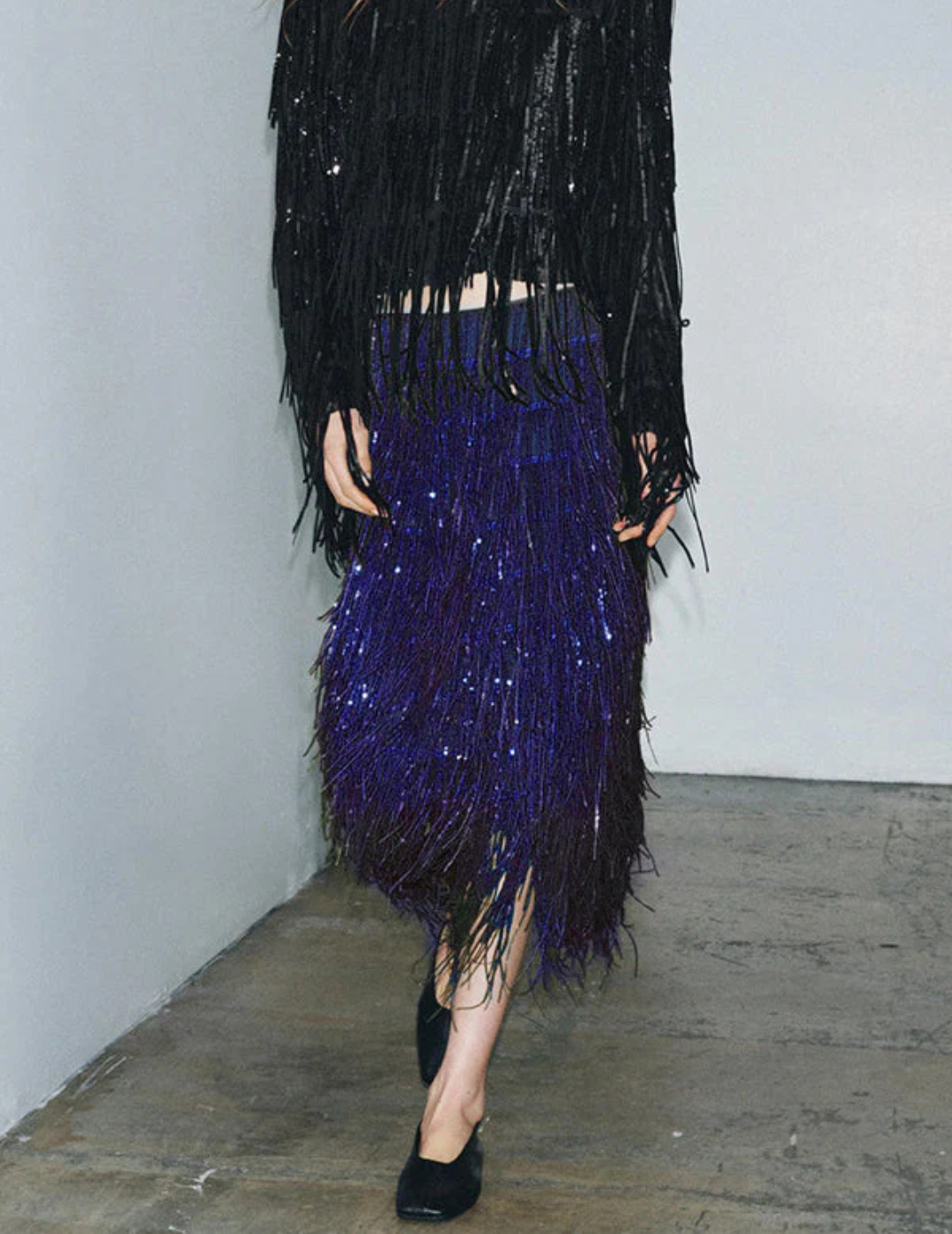 Virella – Metallic fringe detail – Midi skirt-10421940683095-ZARA MAE LONDON