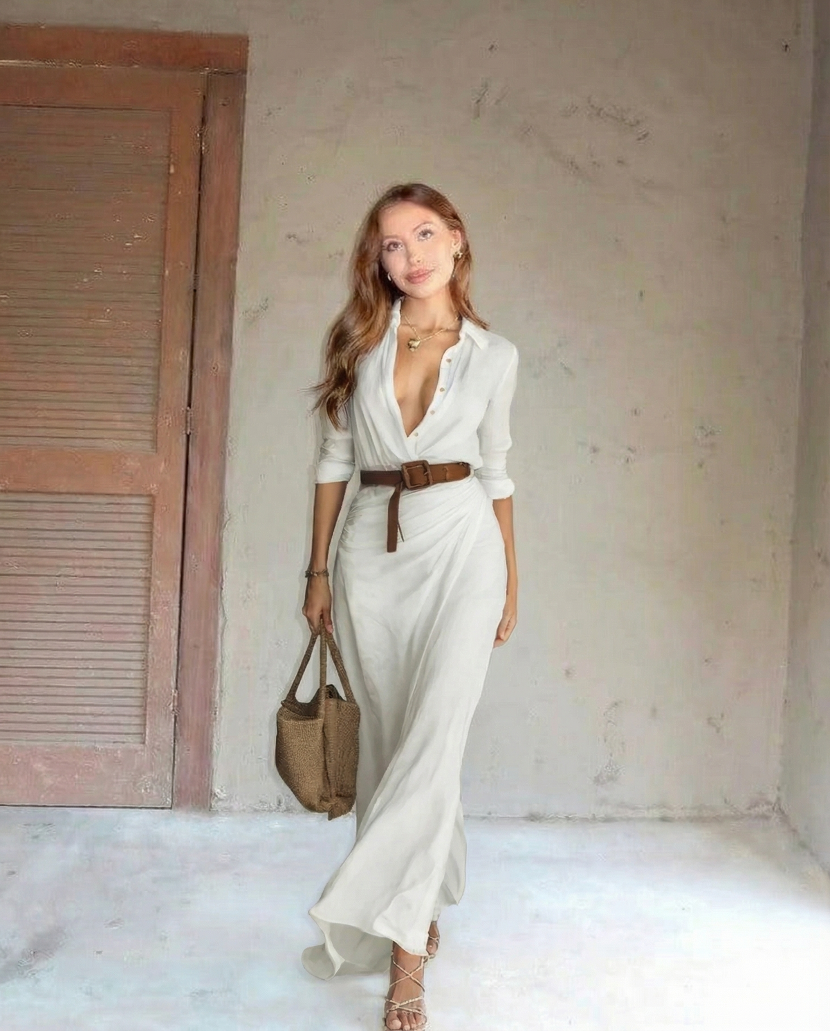 Azura – Button-down wrap dress – Belted maxi dress