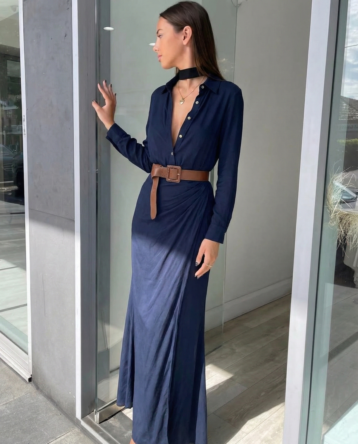 Azura – Button-down wrap dress – Belted maxi dress