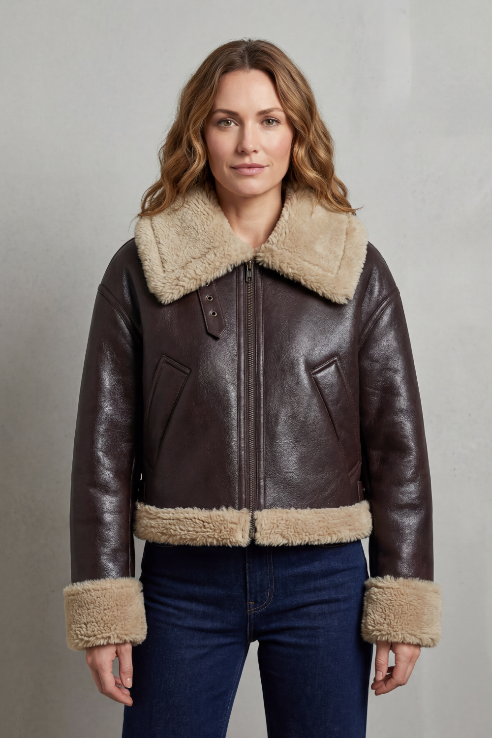 Albinette – Double-sided fleece – Cropped aviator jacket-10482640519511-ZARA MAE LONDON