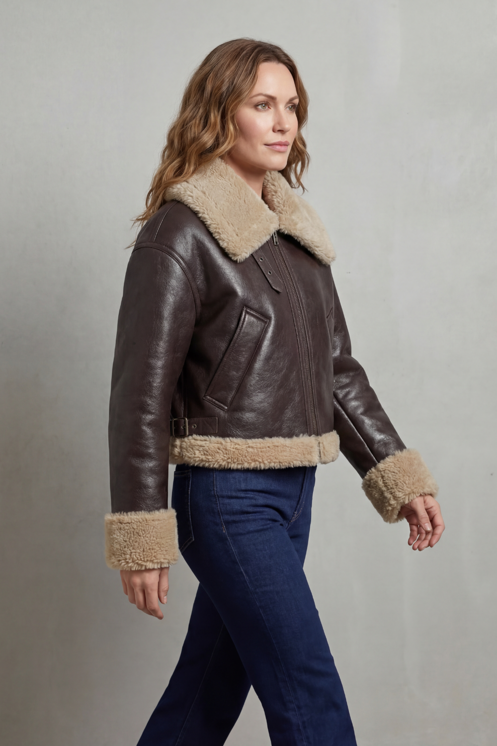 Albinette – Double-sided fleece – Cropped aviator jacket-10482640519511-ZARA MAE LONDON