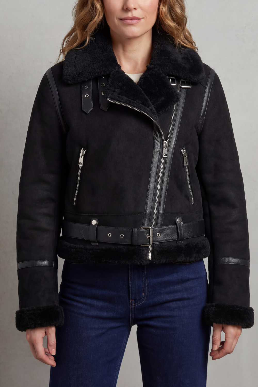 Albinette – Double-sided fleece – Cropped aviator jacket-10482640519511-ZARA MAE LONDON