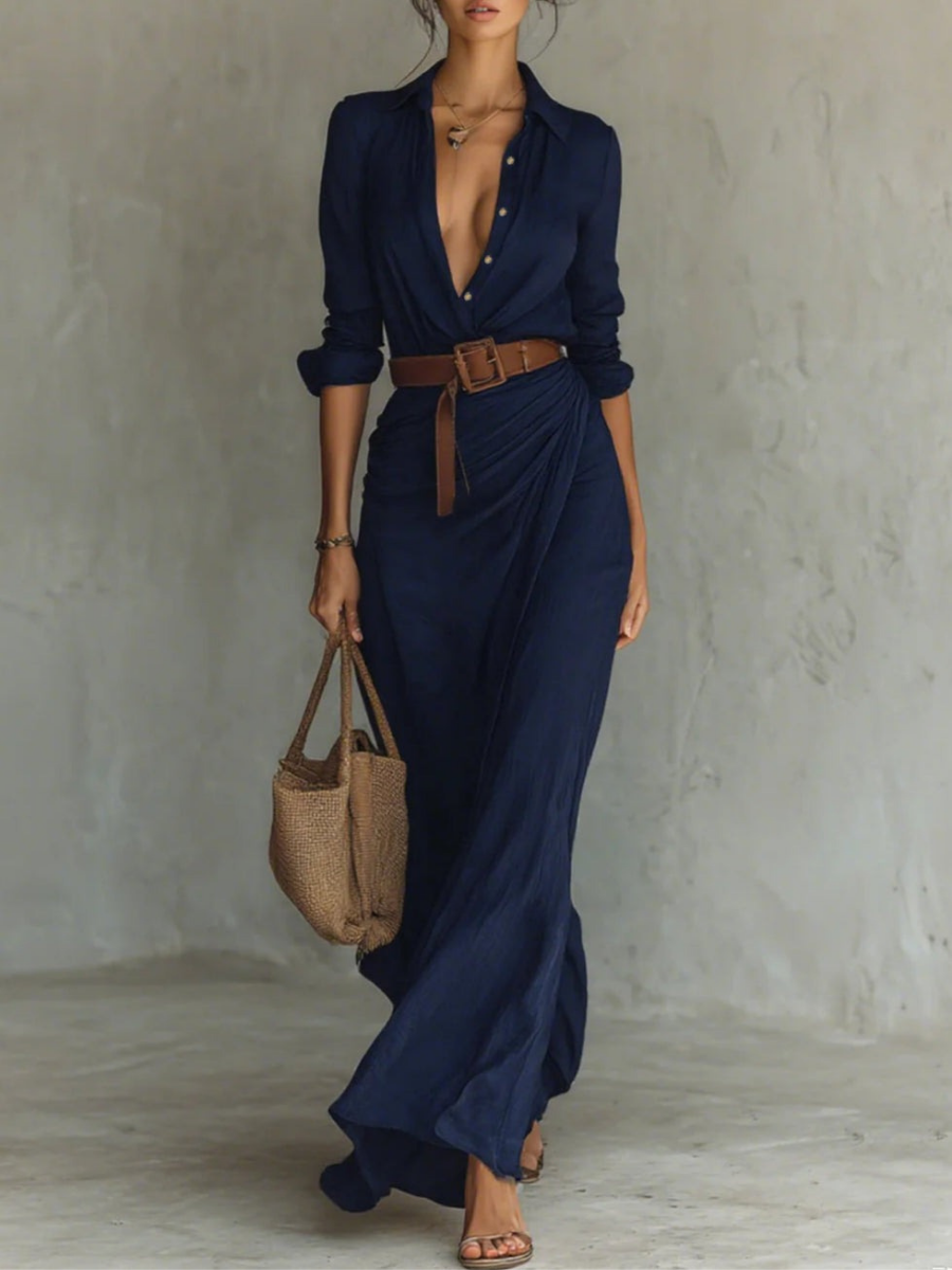 Azura – Button-down wrap dress – Belted maxi dress-10441481650519-ZARA MAE LONDON