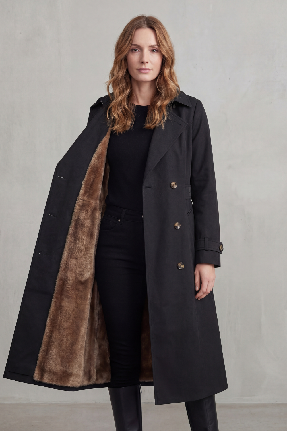 Carletta – Faux fur-lined trench – Double-breasted winter coat-10482722046295-ZARA MAE LONDON