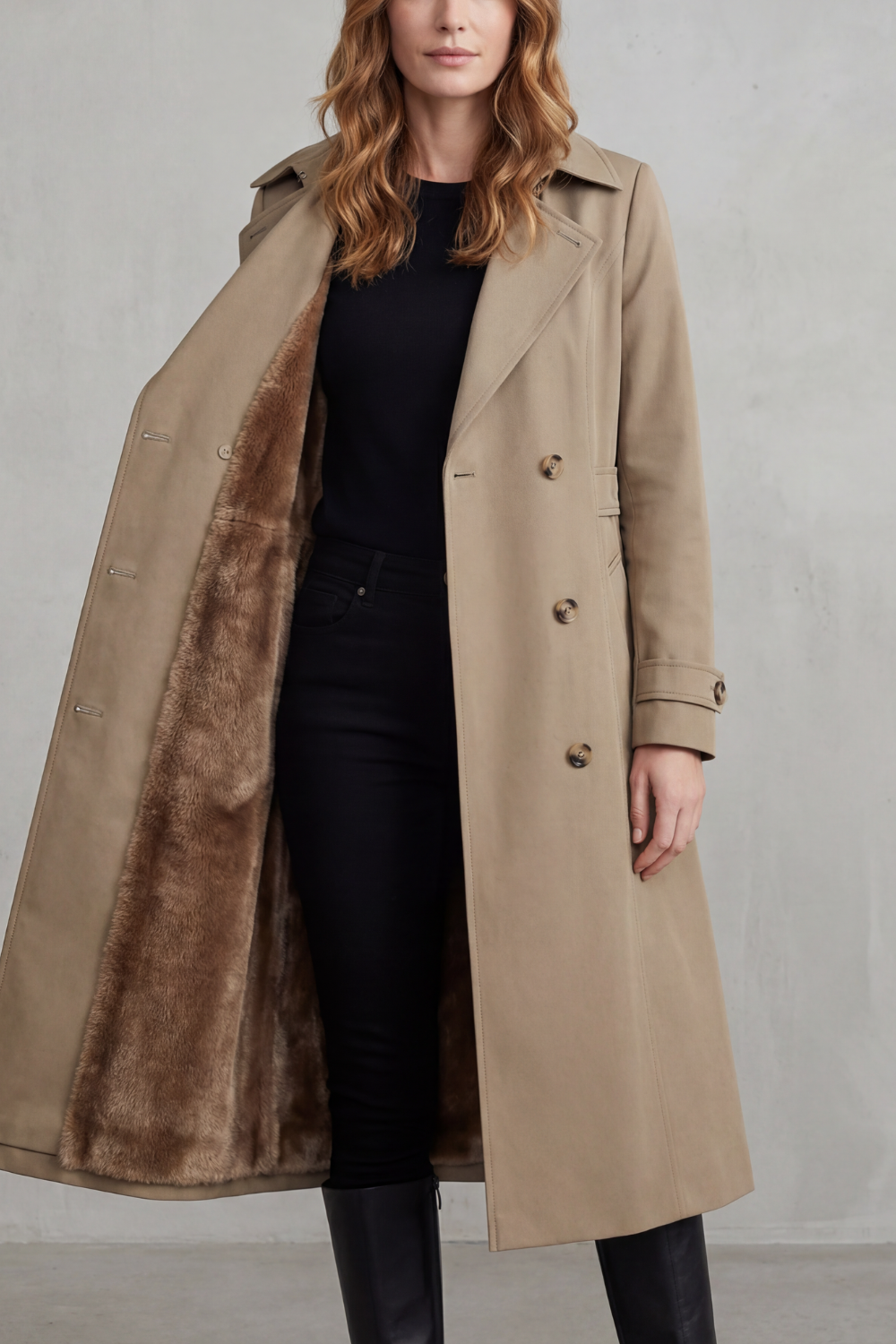 Carletta – Faux fur-lined trench – Double-breasted winter coat-10482722046295-ZARA MAE LONDON