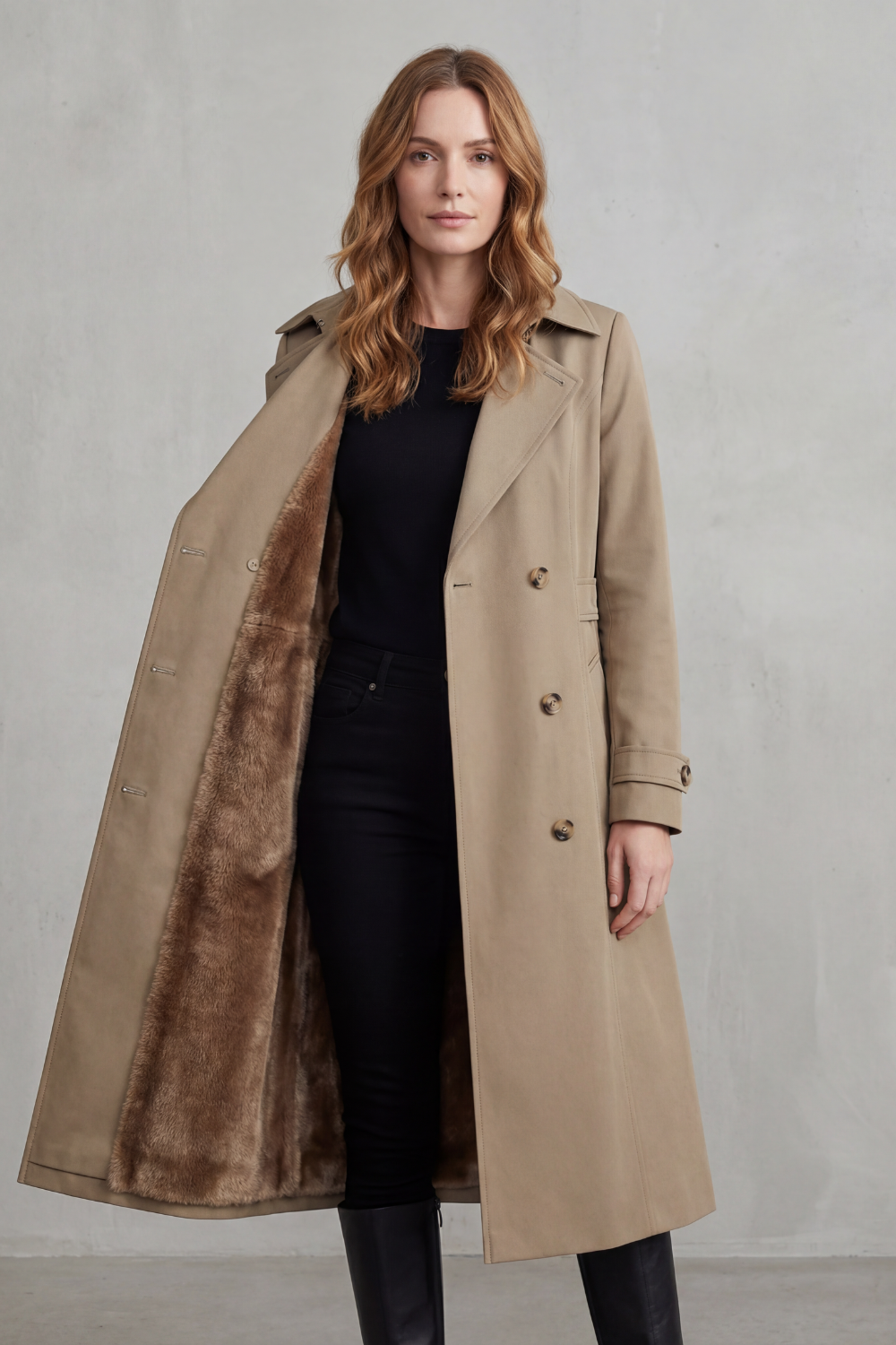 Carletta – Faux fur-lined trench – Double-breasted winter coat-10482722046295-ZARA MAE LONDON
