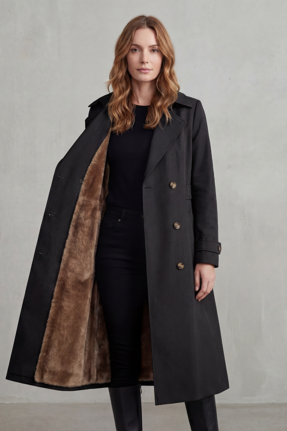 Carletta – Faux fur-lined trench – Double-breasted winter coat-10482722046295-ZARA MAE LONDON